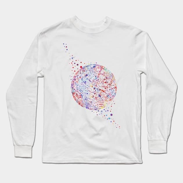 Earth circuit board Long Sleeve T-Shirt by RosaliArt